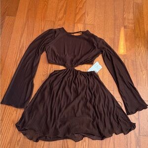 Zara Chocolate Long Sleeve Dress